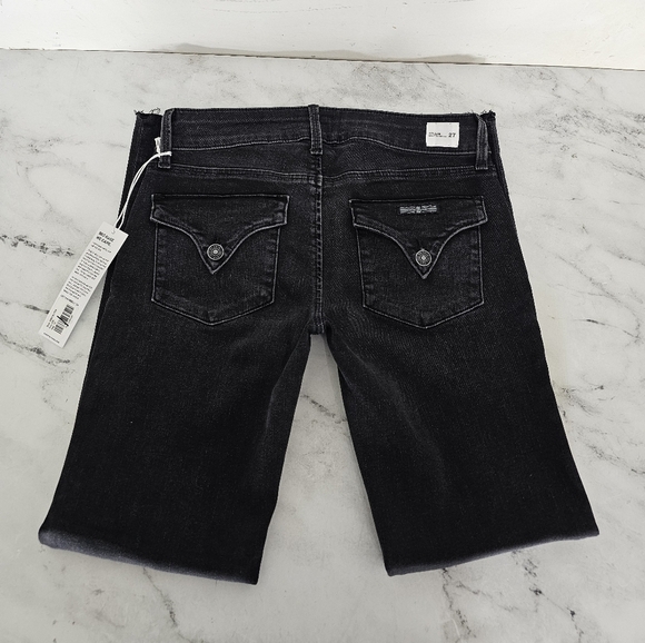 Hudson Jeans Collin Mid Rise Bootcut Flare Crop Distressed Black Jeans 27 NWT - Picture 6 of 10